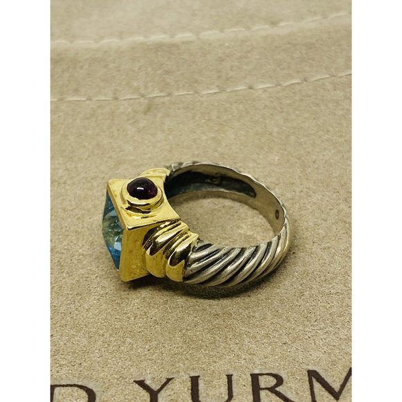 David Yurman 925 14K Gold Renaissance Cable Ring Topaz Pink Tourmaline Sz 4.5 - Picture 4 of 11